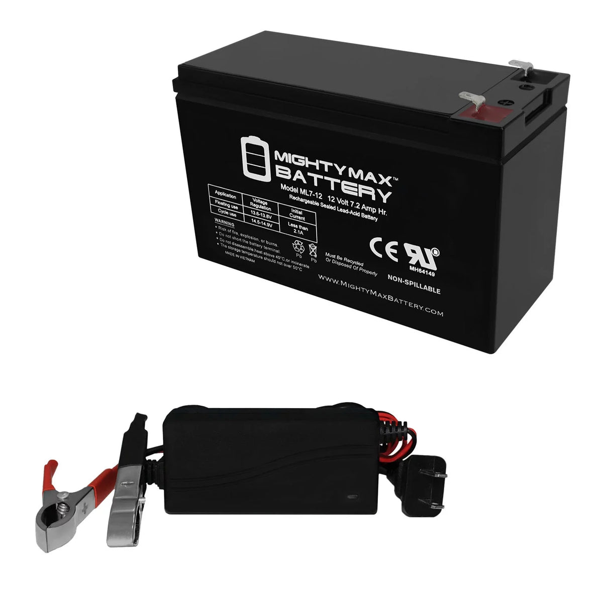 12V 7AH Replacement Battery + 12V 1Amp Charger N5657
