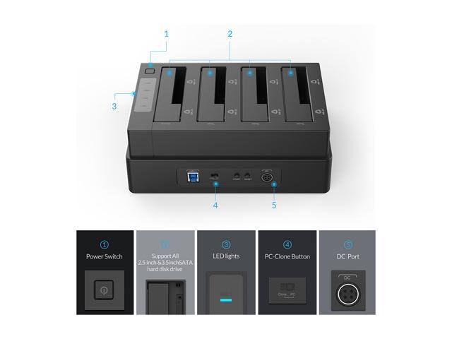 4 Bay USB 3.0 SATA Hard Drive Docking Station Black I396030
