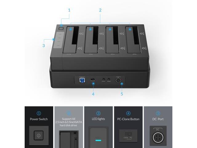 4 Bay USB 3.0 SATA Hard Drive Docking Station Black I396030
