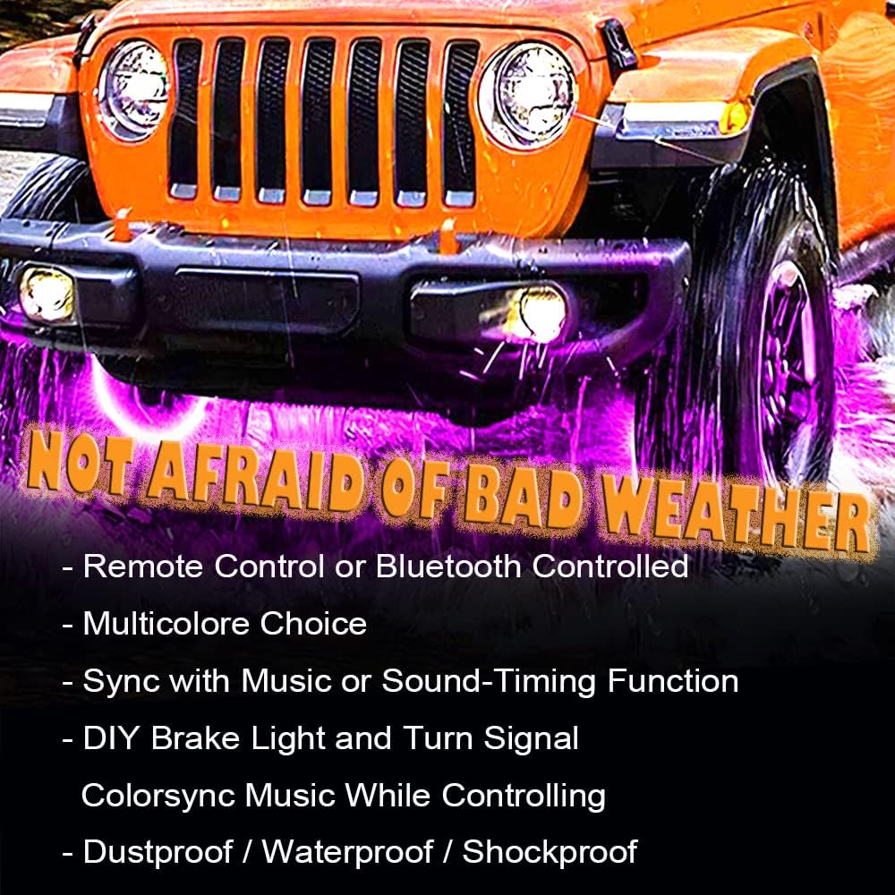 RGB LED Wheel Ring Light Kit 4PCS Double Row Waterproof K936