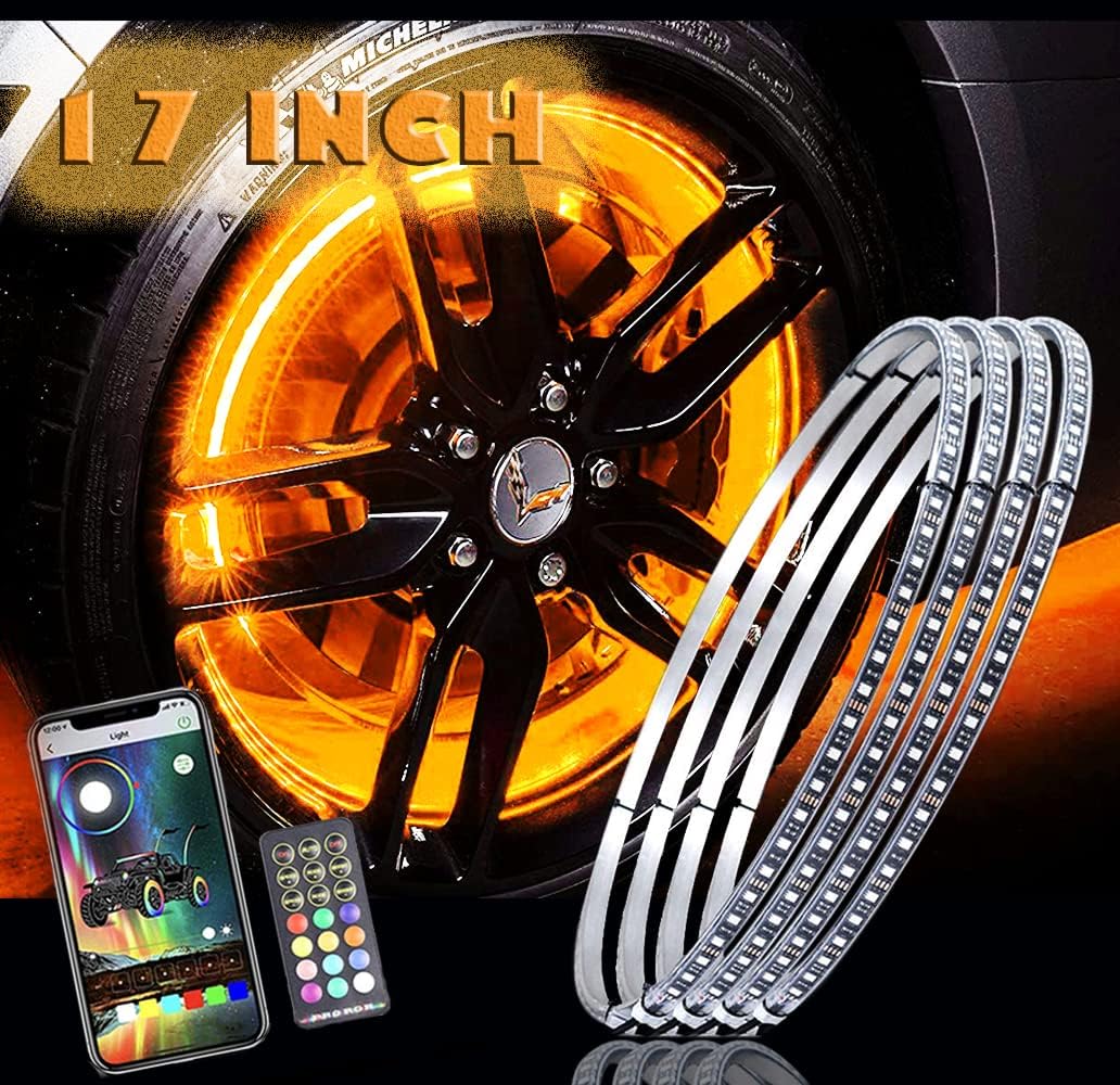 RGB LED Wheel Ring Light Kit 4PCS Double Row Waterproof K936