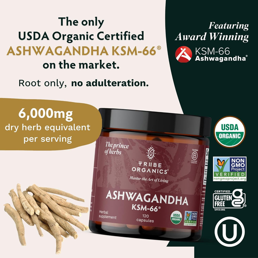 Ashwagandha Organic Root Powder Extract Supplement 600mg 120 Capsules H740327