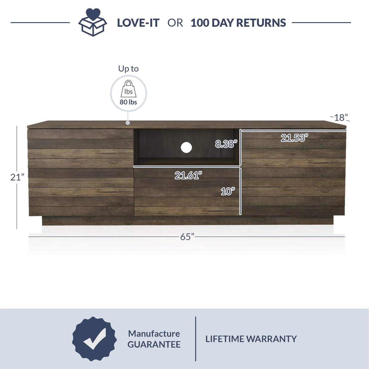 Brown TV Stand with Open Shelf and Storage Drawer B166668
