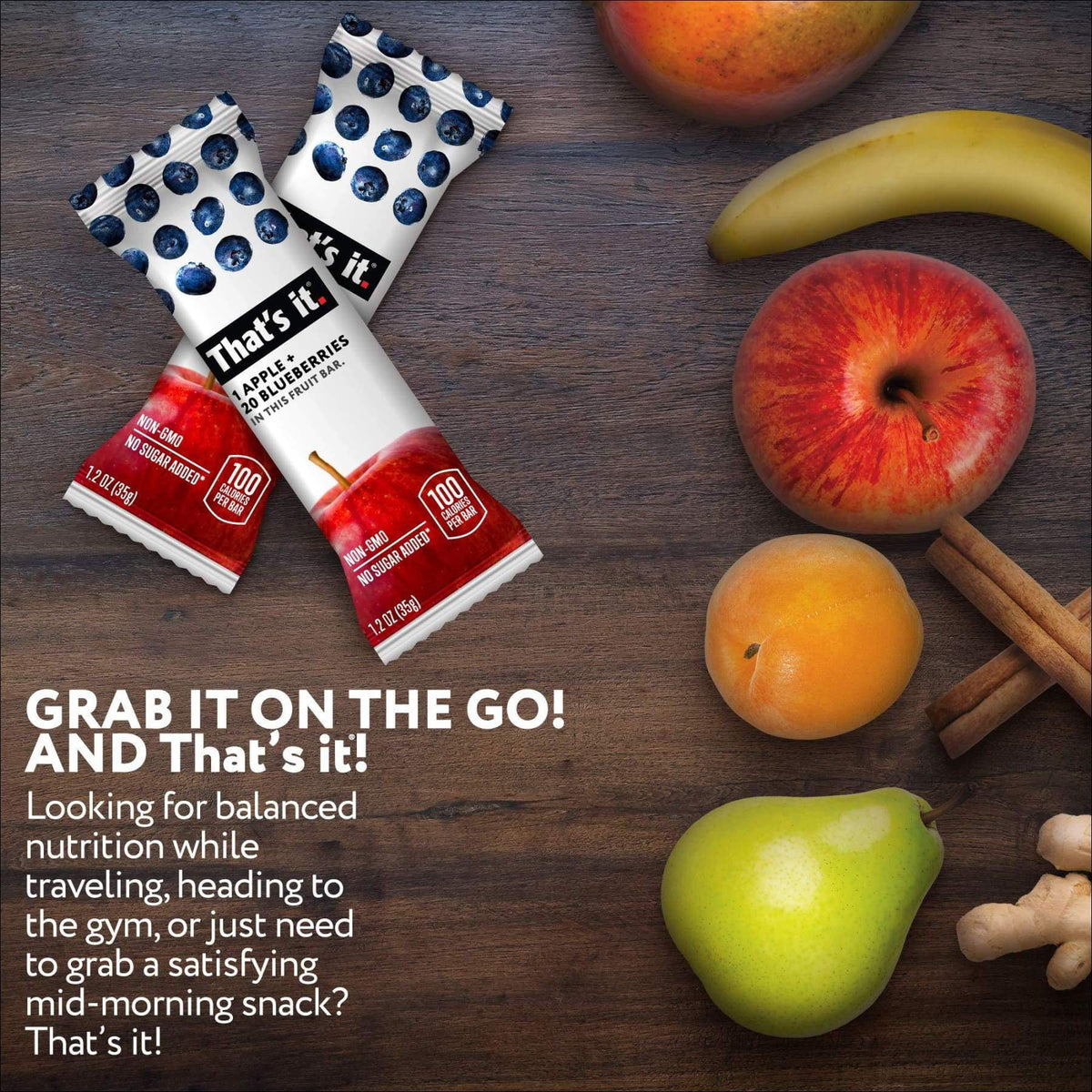 Apple Blueberry 100% Natural Fruit Bar 12 Pack D856