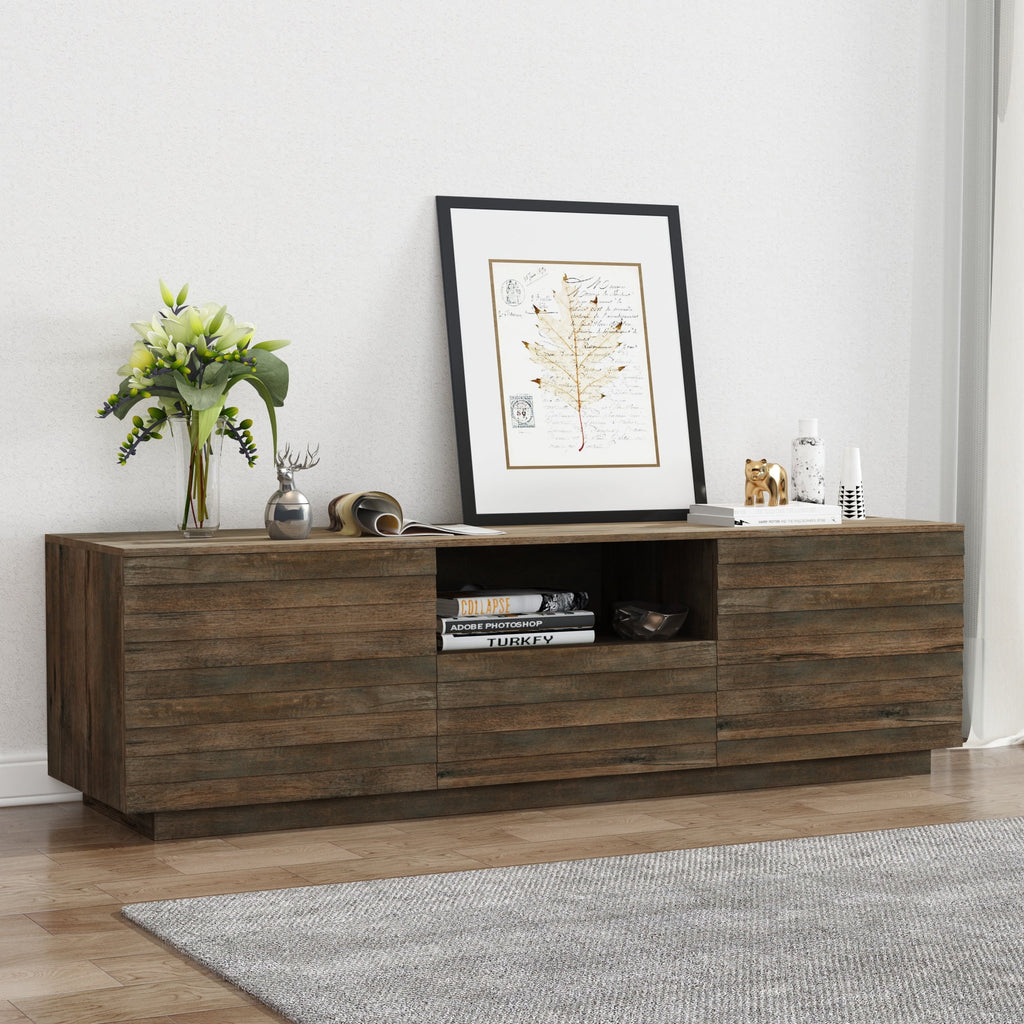 Brown TV Stand with Open Shelf and Storage Drawer B166668
