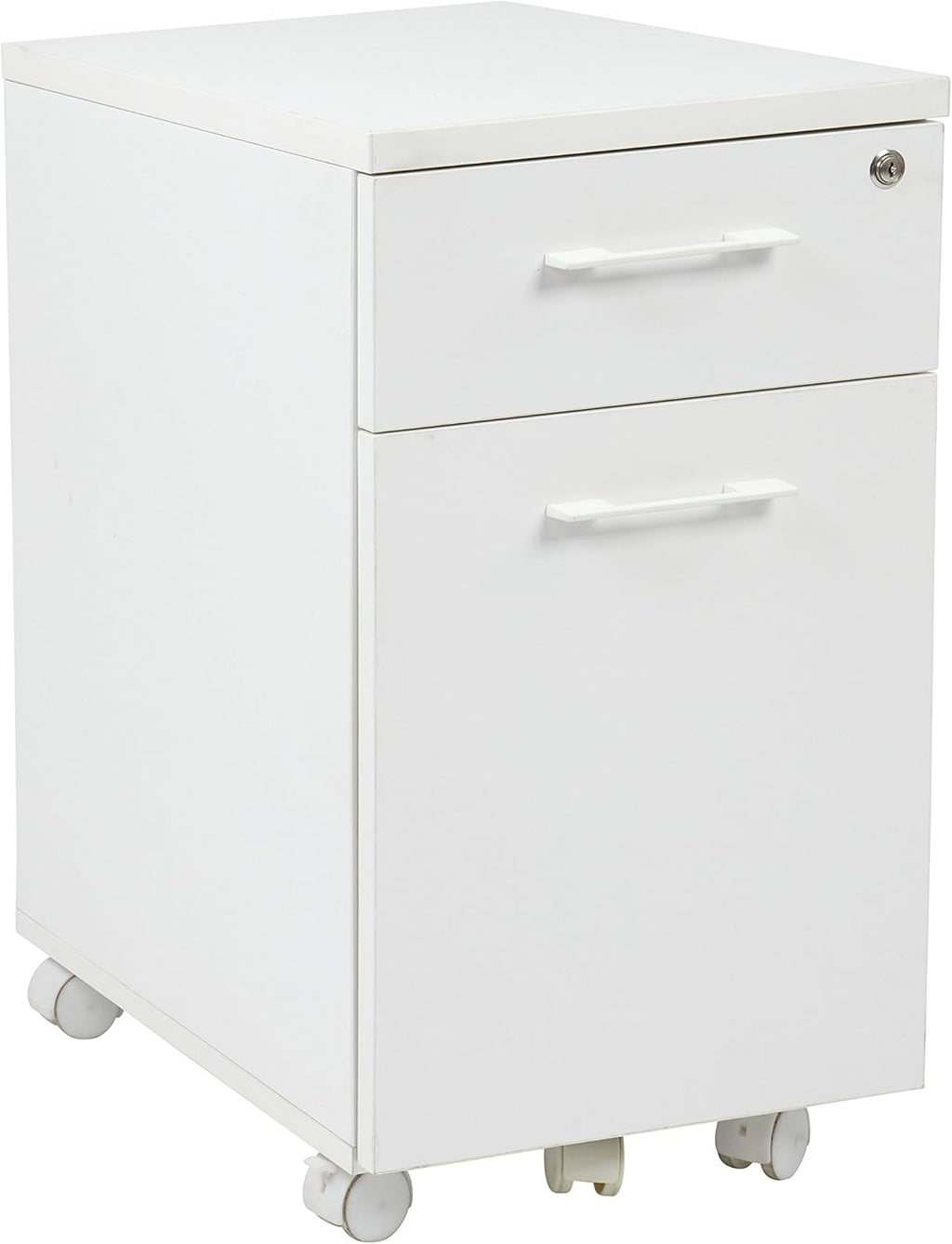 White Mobile File with Hidden Drawer and Castors X879556