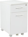 White Mobile File with Hidden Drawer and Castors X879556