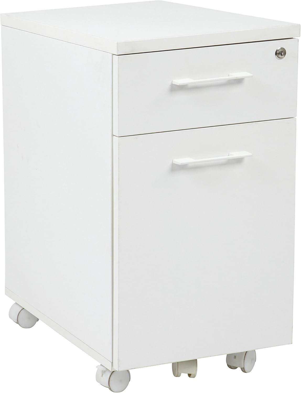 White Mobile File with Hidden Drawer and Castors X879556