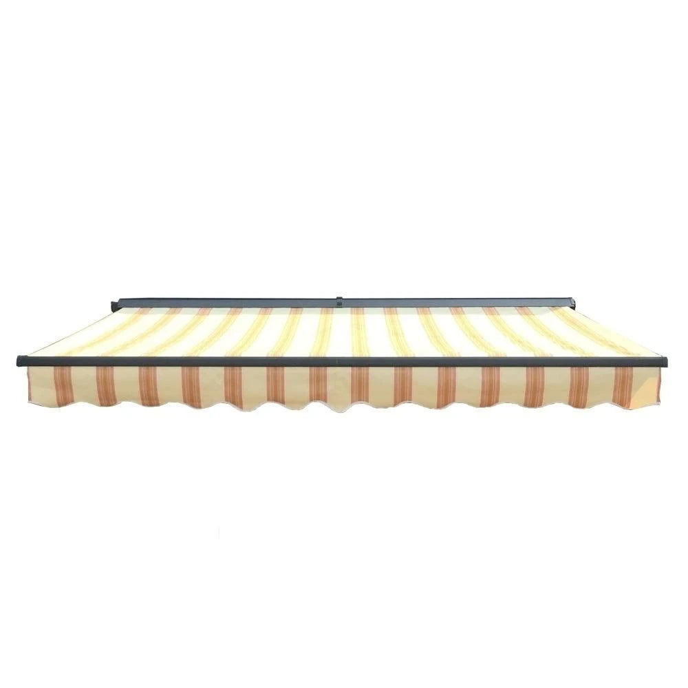 Motorized Retractable Patio Awning - 13 x 10 Feet - Multi-Striped Yellow P155255