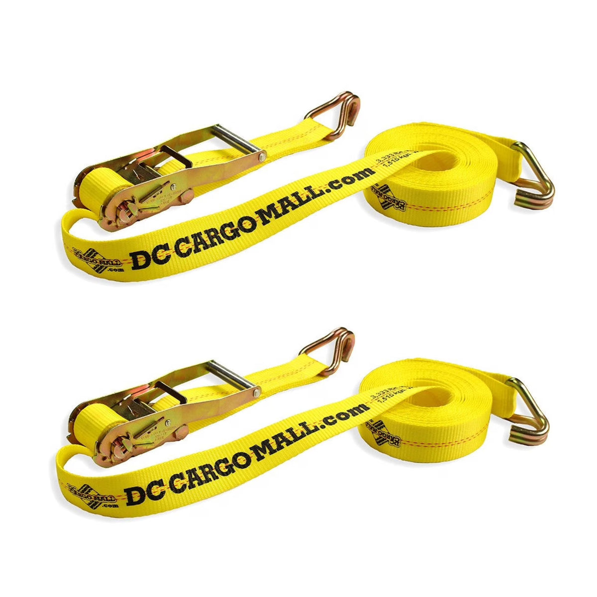 2 Heavy Duty Ratchet Straps with J Hooks, 2" x 27' Tie-Down Cargo Truck Straps N827647