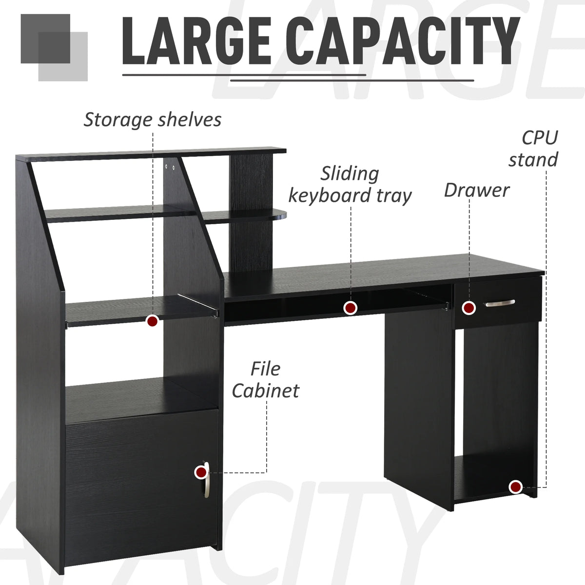Computer Table with Keyboard Shelves Drawer A3656