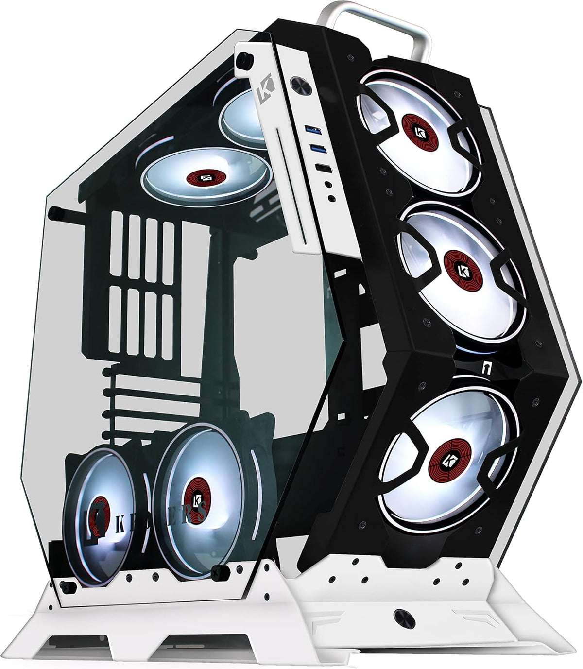 ATX Tower Tempered Glass Gaming PC Case with 7 RGB Fans H91807