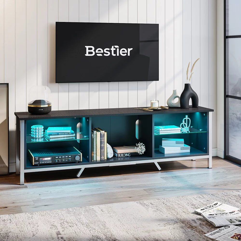 Black TV Stand with LED Lights V586637