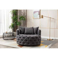 Dark Gray Linen Tufted Velvet Swivel Barrel Chair O203697