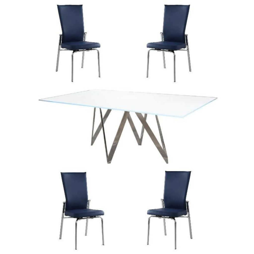 5-Piece Dining Table Set with 4 Faux Leather Chairs E534867