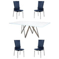5-Piece Dining Table Set with 4 Faux Leather Chairs E534867