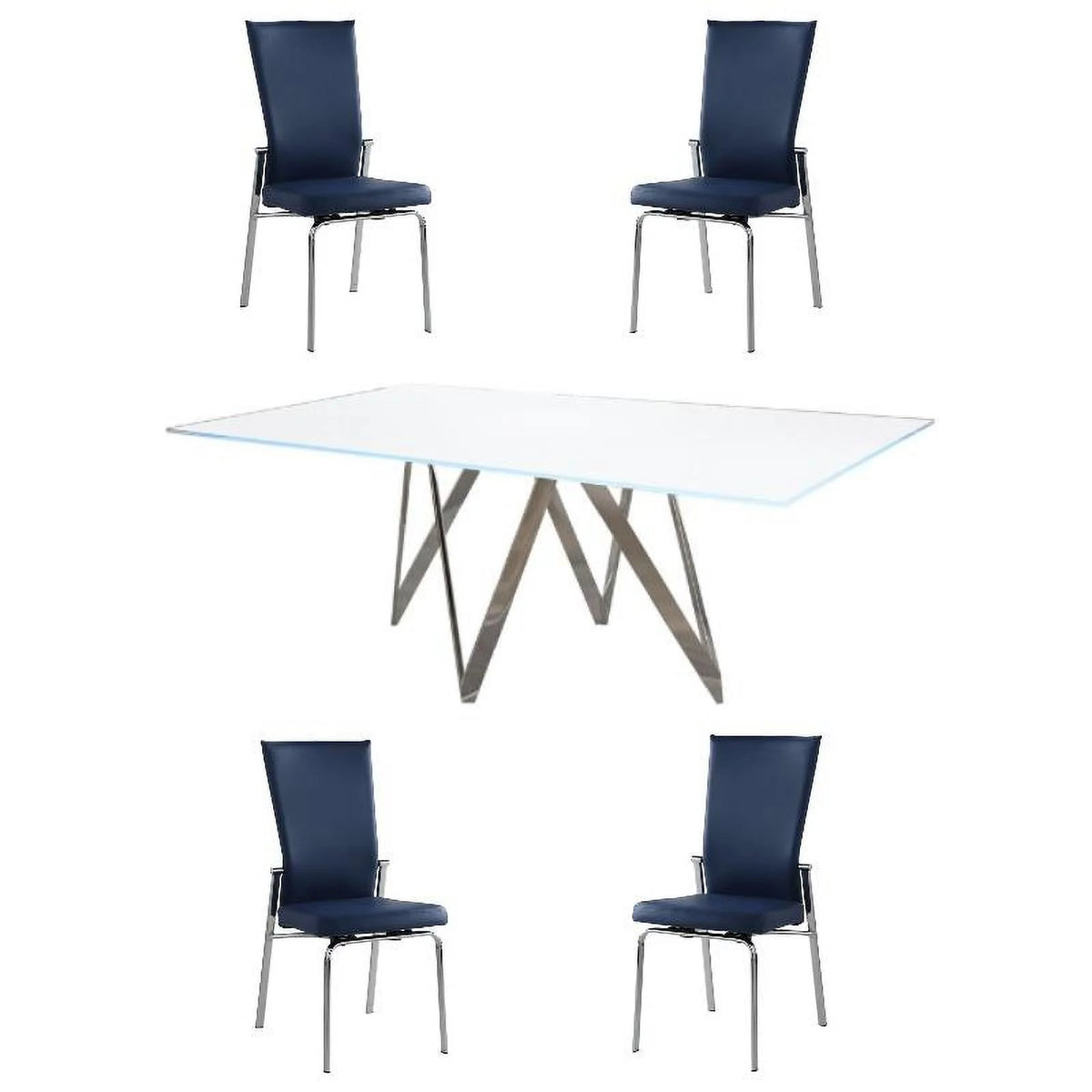 5-Piece Dining Table Set with 4 Faux Leather Chairs E534867