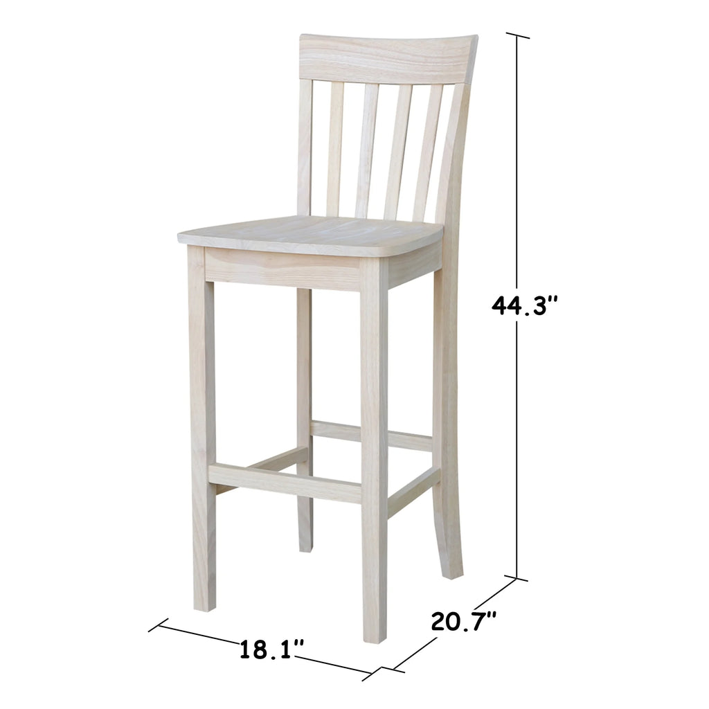 Unfinished Solid Parawood Slatback Counter Height Stool U2994