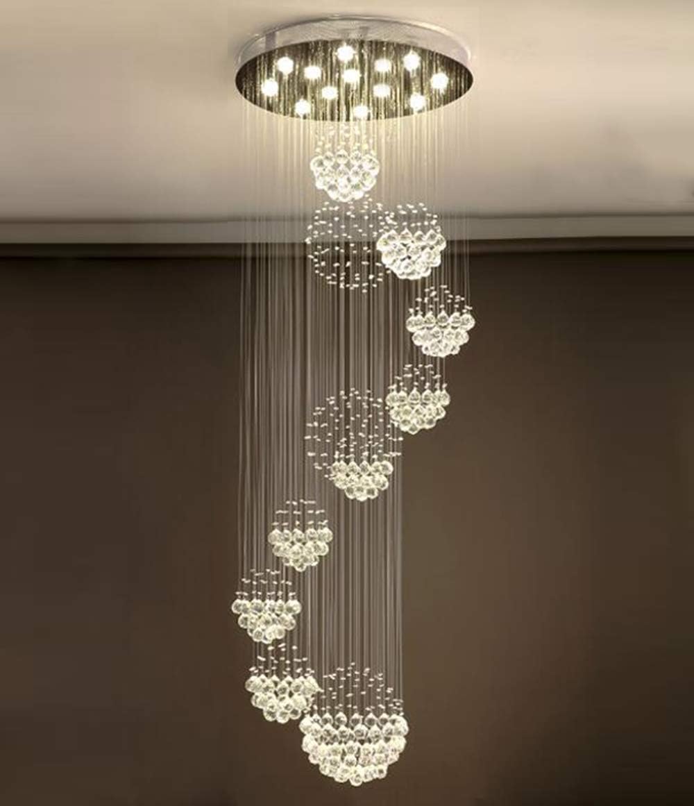 Modern Spiral Crystal Chandelier Large Flush Mount Ceiling Light Fixture W395