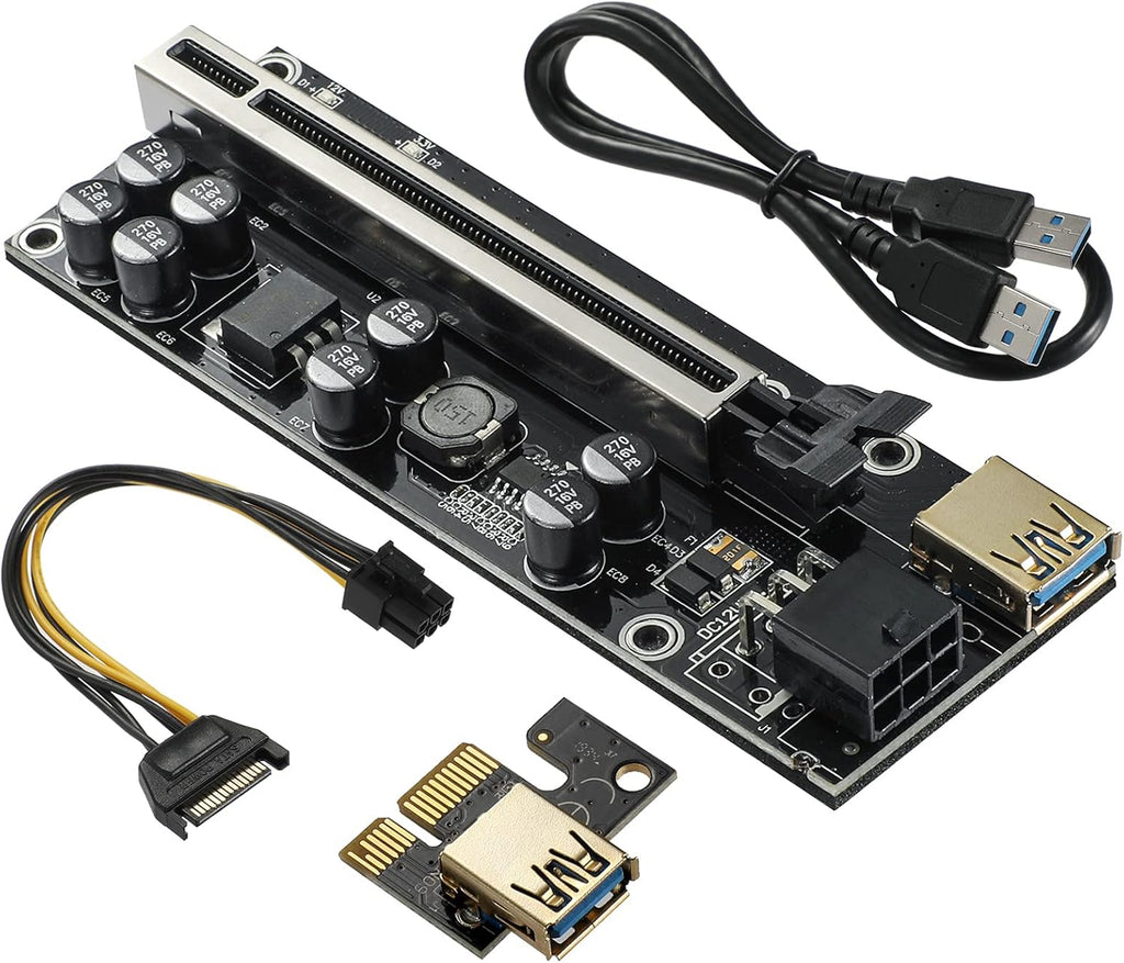 PCIE Riser with RGB LED Light & 60cm USB 3.0 Extension Cable 6 Pack K288