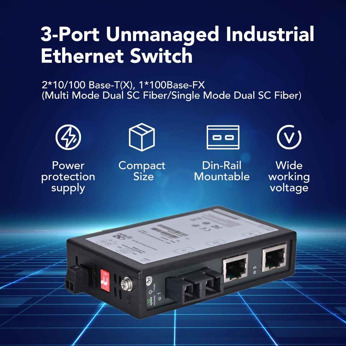 8-Port Unmanaged Industrial Ethernet Gigabit Switch with RJ45 Ports S2386