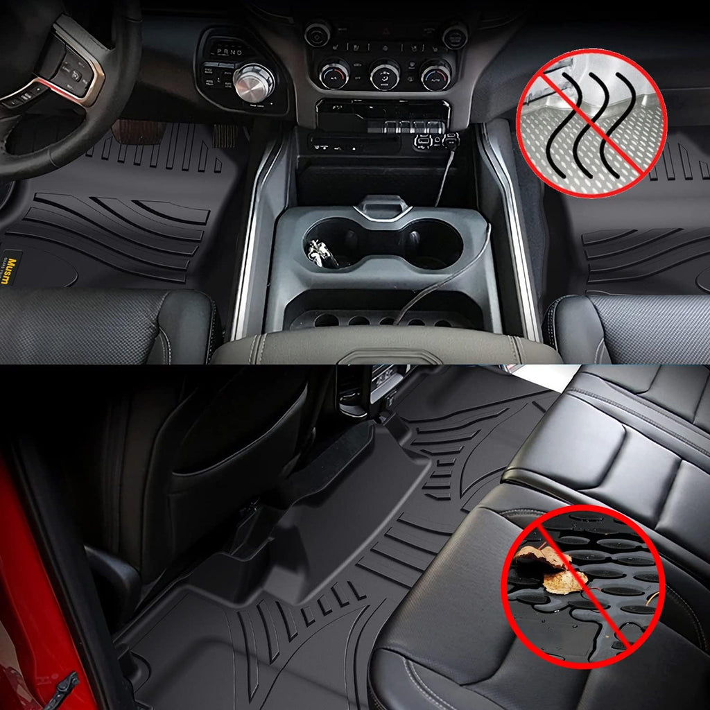 Black TPE Car Floor Mats Custom Full Set for Dodge Ram 1500 Crew Cab R792