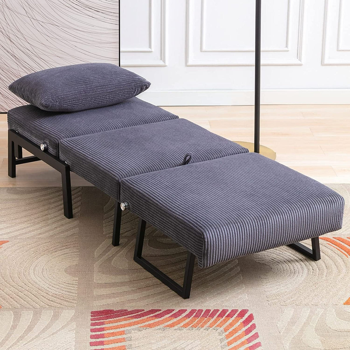 Foldable Sleeper Sofa Bed Dark Grey U88381