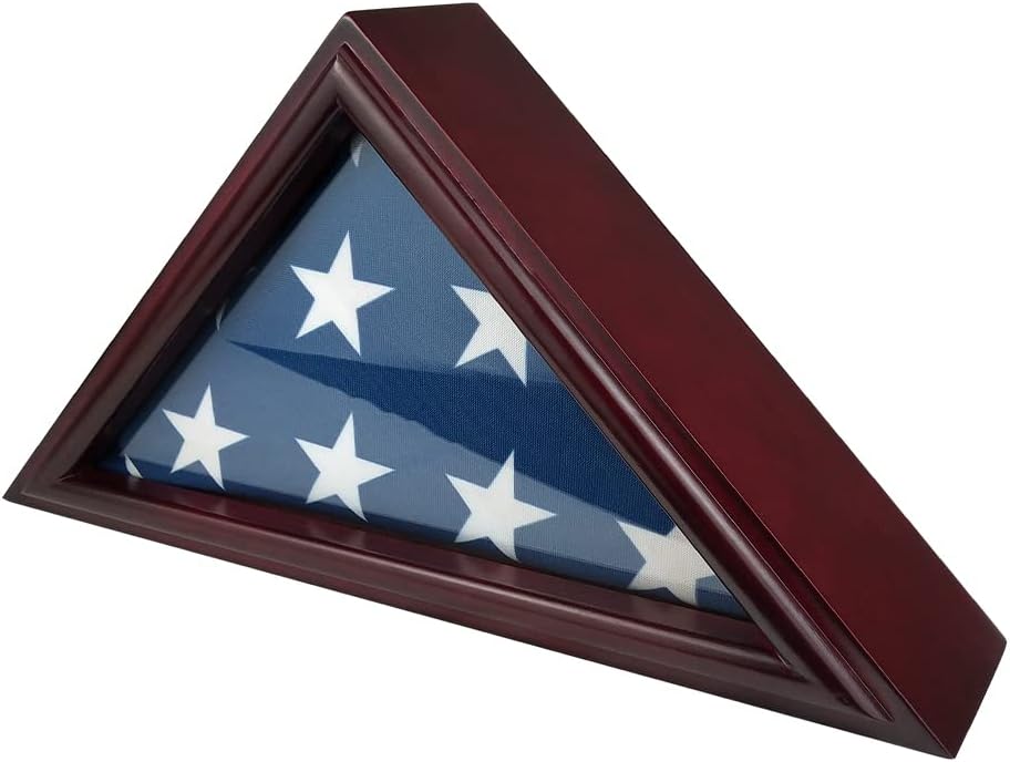 Mahogany Finish Wooden Flag Display Case P10776