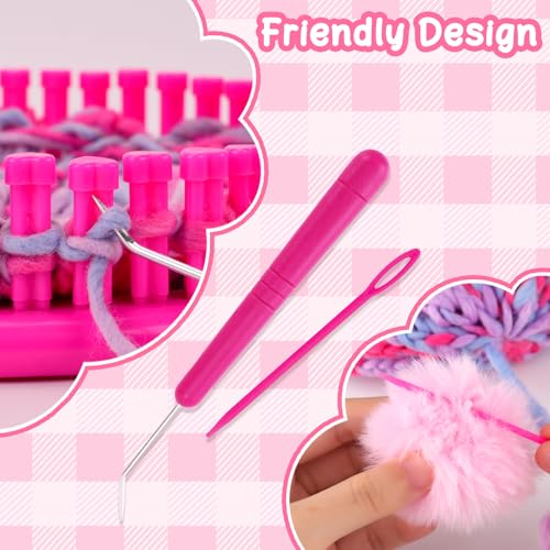 Knitting Loom Kit with Storage Bags Yarns Knitting Tools Pink L634091