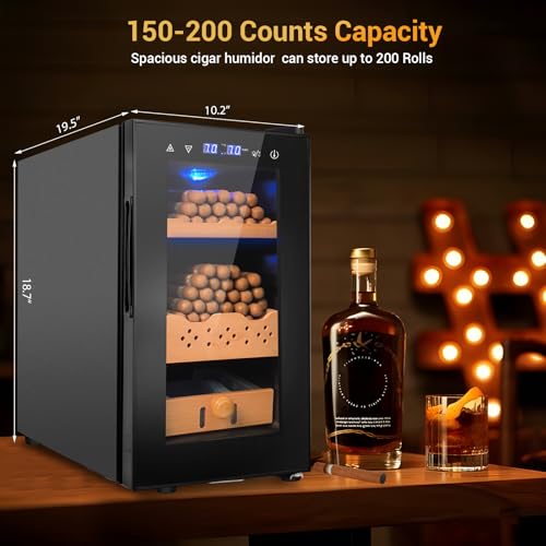 Electric Cigar Humidor 25L 200 Counts Thermostatic Cooler Cabinet S80763