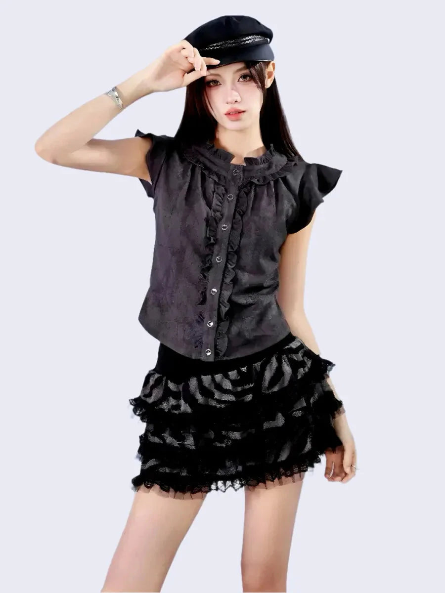 Ruffle Shirts Skirt Set R6384