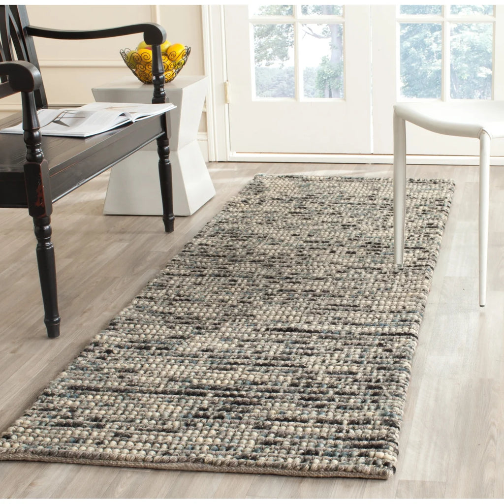 Grey Multi Braided Striped Area Rug 4' x 6' U852519