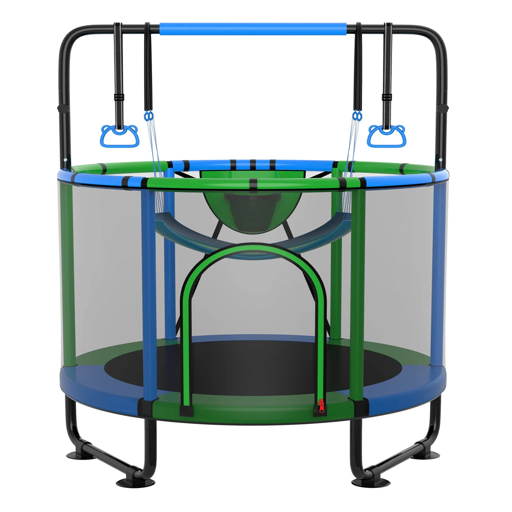 60'' Trampoline with Enclosure, Basketball Hoop and Swings B77636