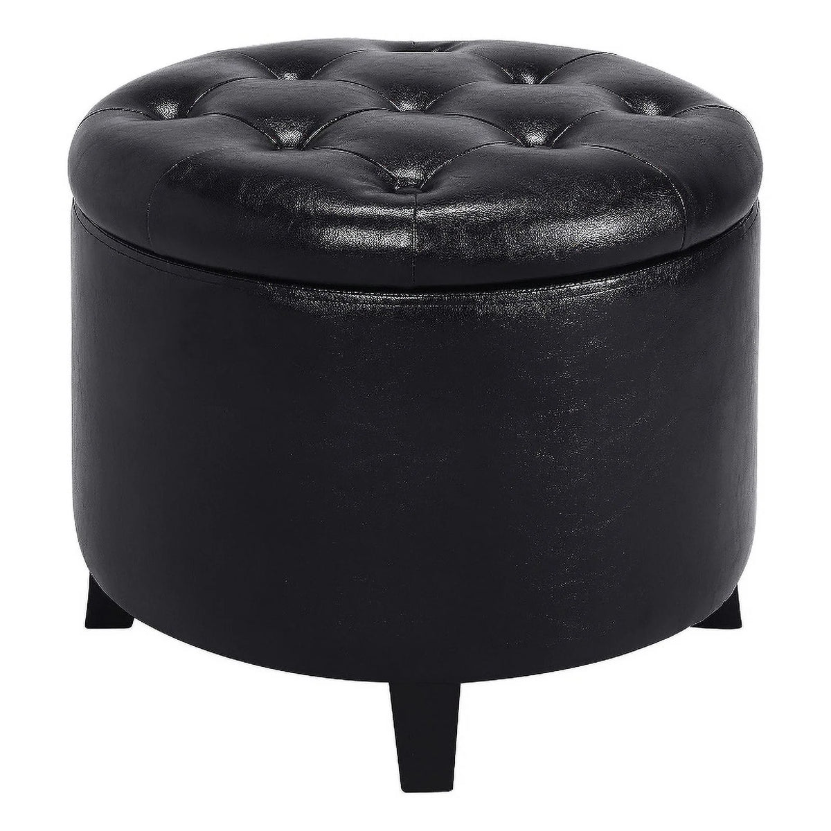 Black Round Storage Ottoman H2309