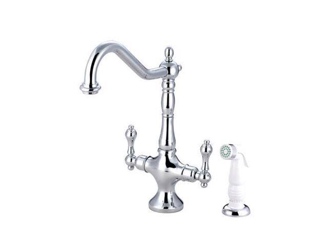 Polished Chrome Kitchen Faucet with White Sprayer T851