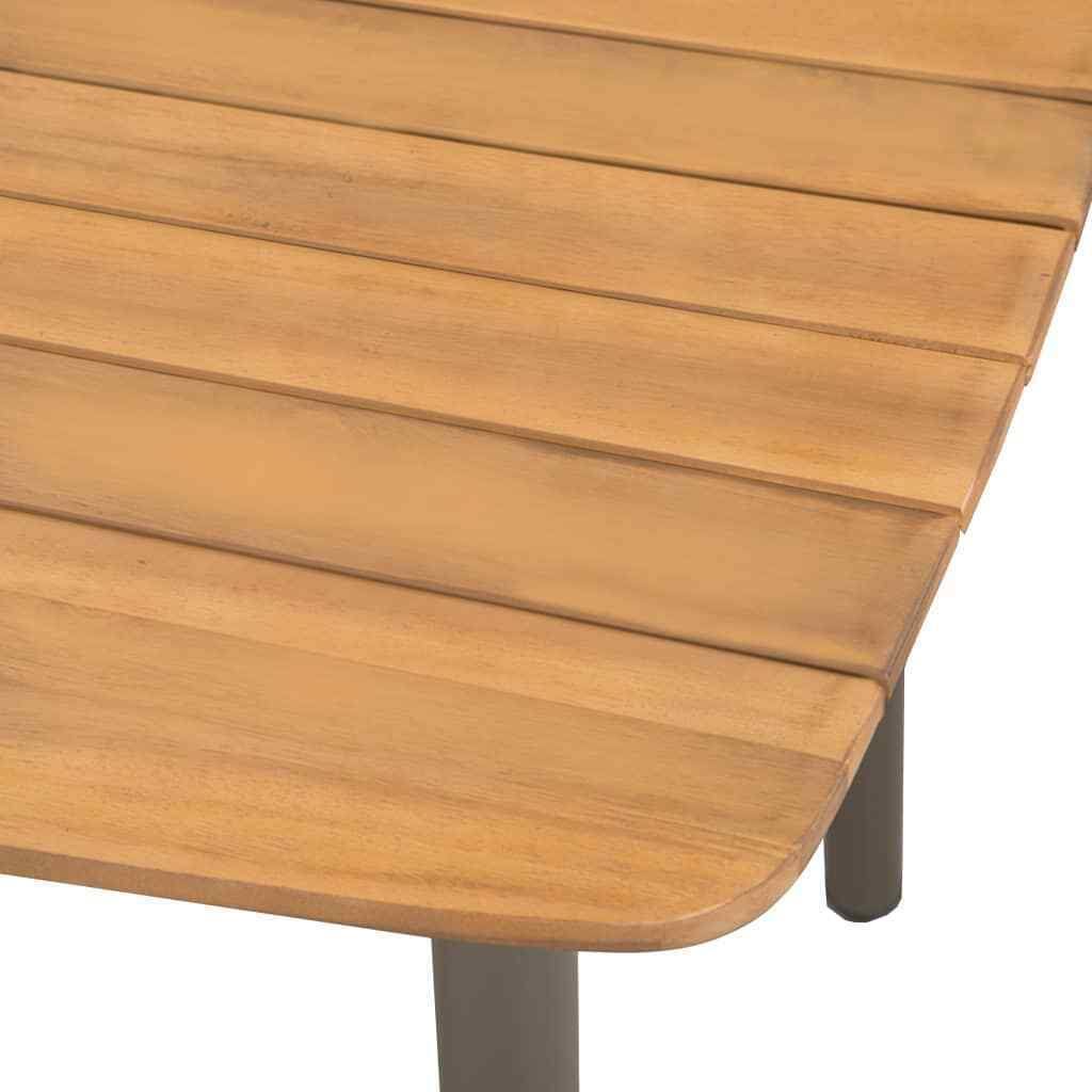 Garden Table Solid Acacia Wood and Steel Y32238