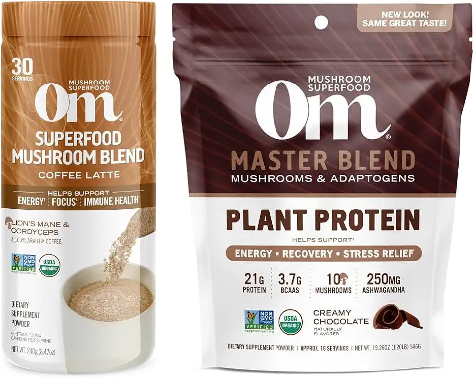 Mushroom Coffee Latte Blend Powder and Plant-Based Protein Powder Bundle H820443