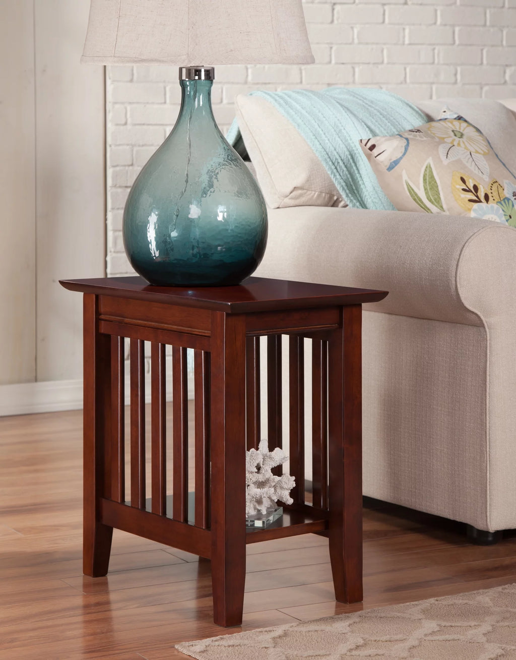 Chair Side Table in Walnut or Caramel F404