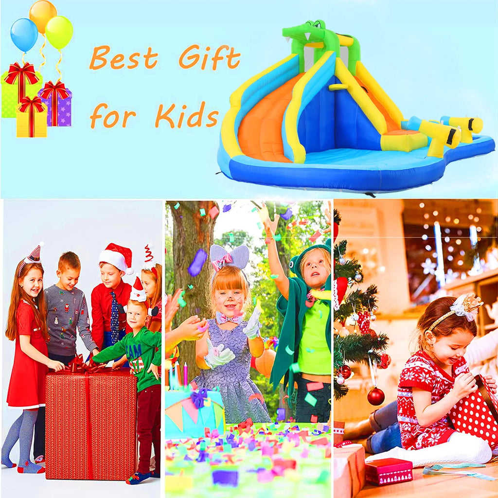 Inflatable Bounce House with Water Slide and Spray Pool E560896