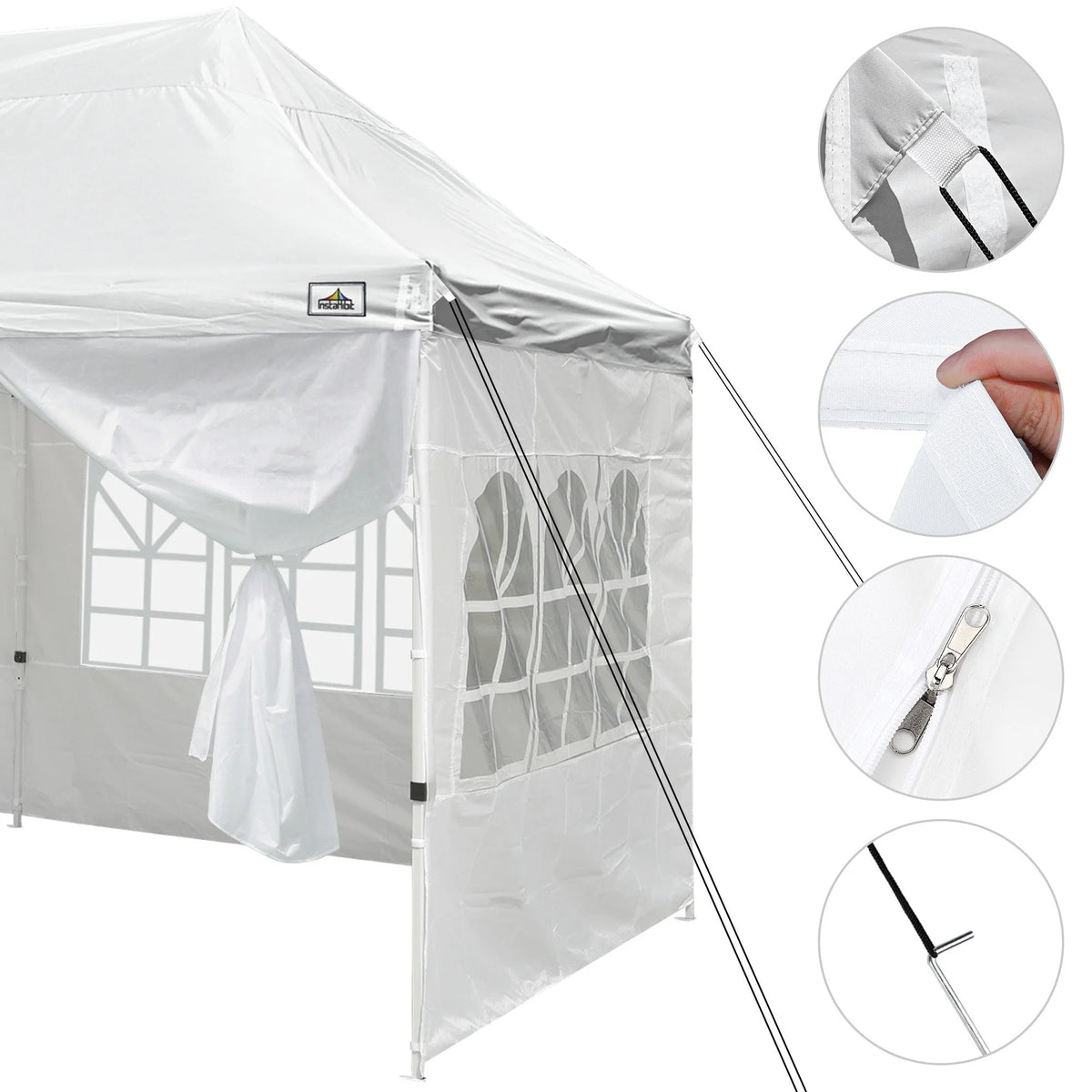 White 10x20ft Pop Up Gazebo with 4 Sidewalls K500