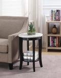 White Faux Marble Round End Table Y2108