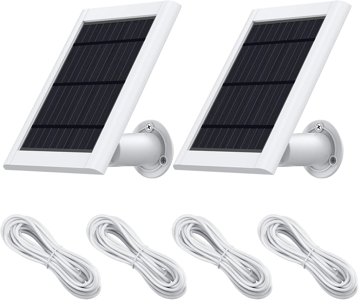 White Solar Panel with Wall Mount and Power Cable, 2 Pack J449735