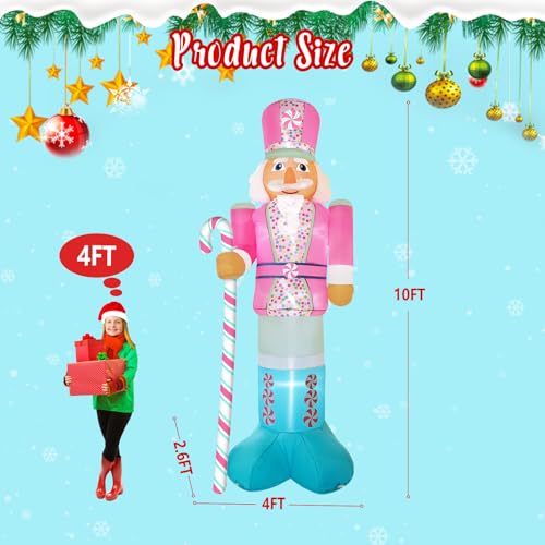 10FT Pink Inflatable Nutcracker with Built-in LED F710091