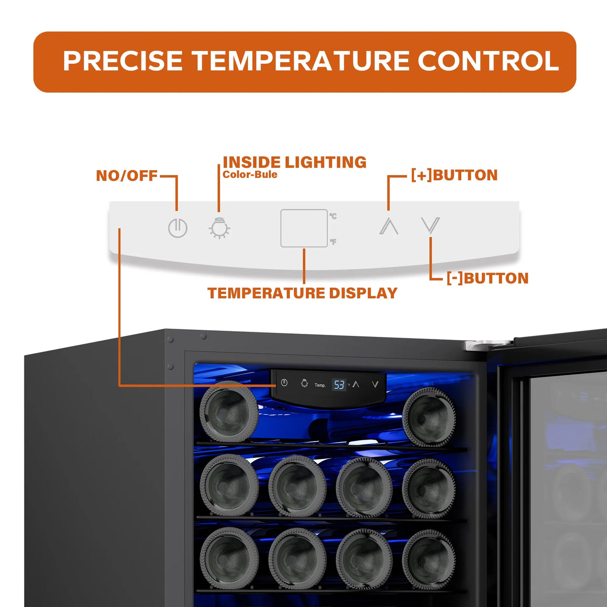20 Bottle Wine Refrigerator with Glass Door T6045