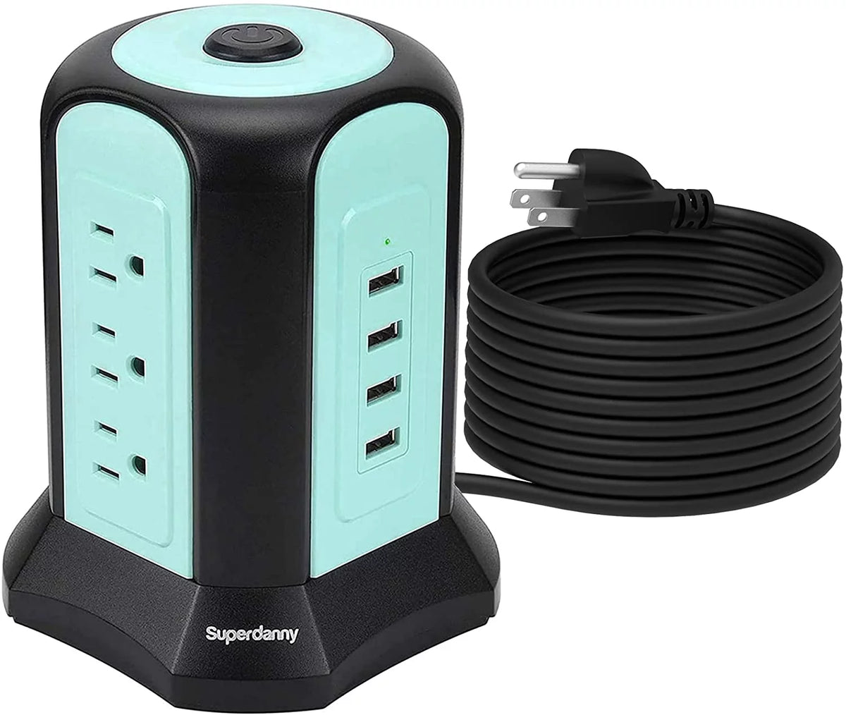 Blue Surge Protector Tower Power Strip with 9 Outlets D930