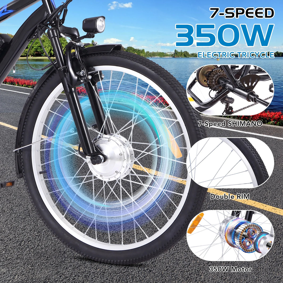 7-Speed Electric Trike with Basket F548