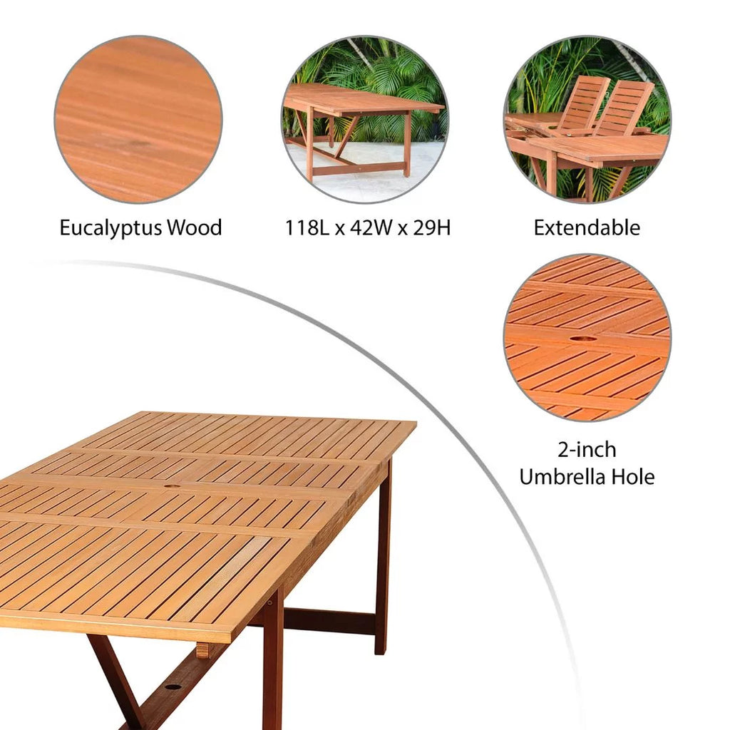 9-Piece Eucalyptus Extendable Rectangular Patio Dining Set X25240