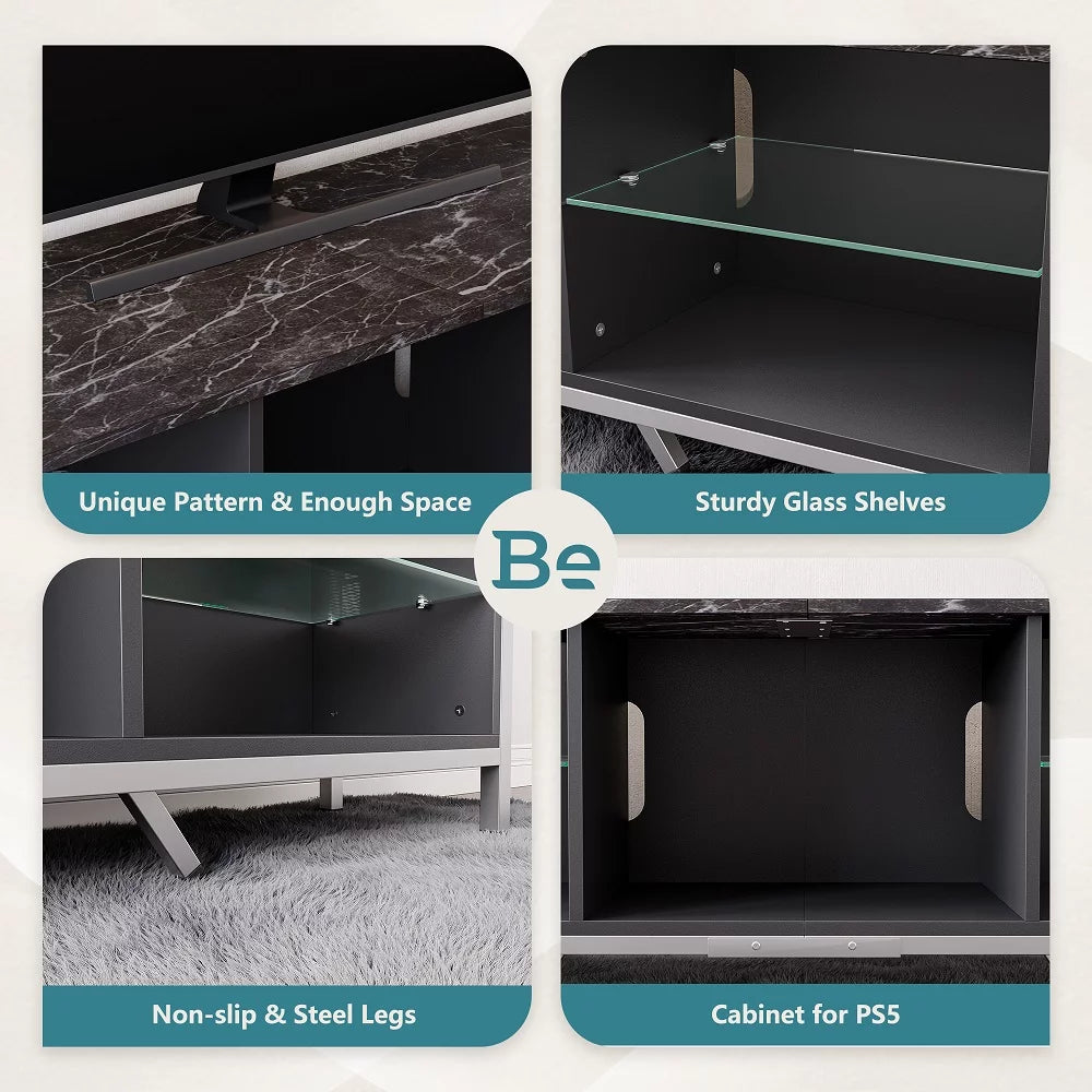Black TV Stand with LED Lights V586637