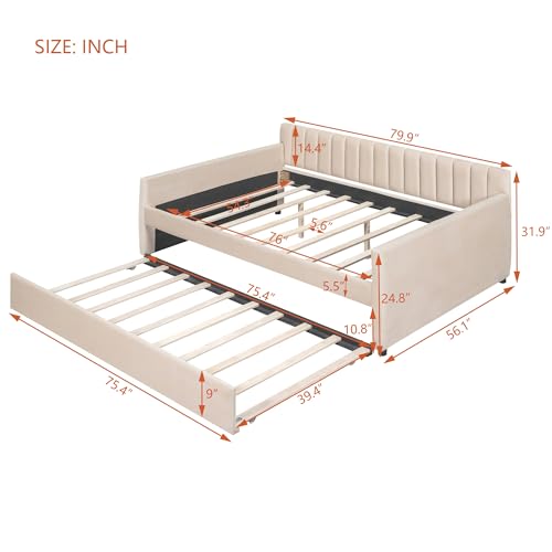 Twin Size Upholstered Daybed with Trundle L9111