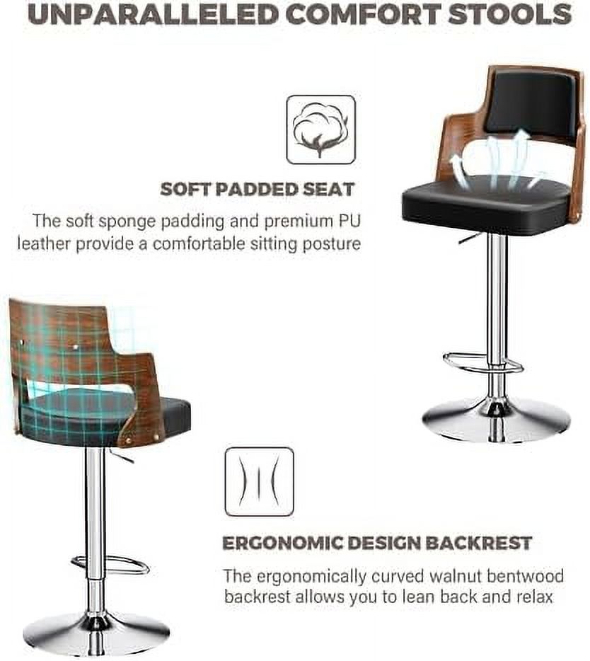 Brown PU Leather Adjustable Swivel Counter Height Stool Set of 2 Y81820